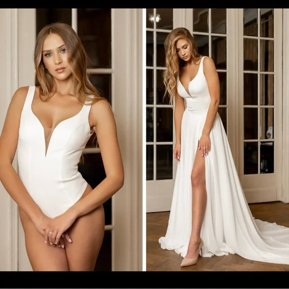 2 piece wedding dress. Never worn - Picture 2 of 3